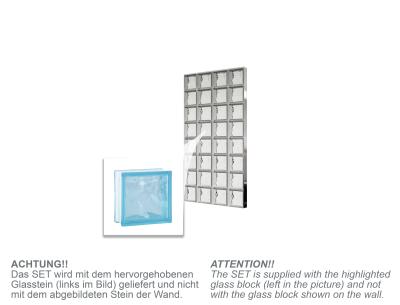 DIY SET Glasbausteinwand 78x156 cm – Wolke Azur 19x19x8 cm